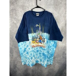 VTG 90s Walt Disney World Magic Kingdom Castle Tie Dye T Shirt 2XL XXL